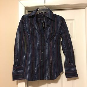 Express button down strip shirt